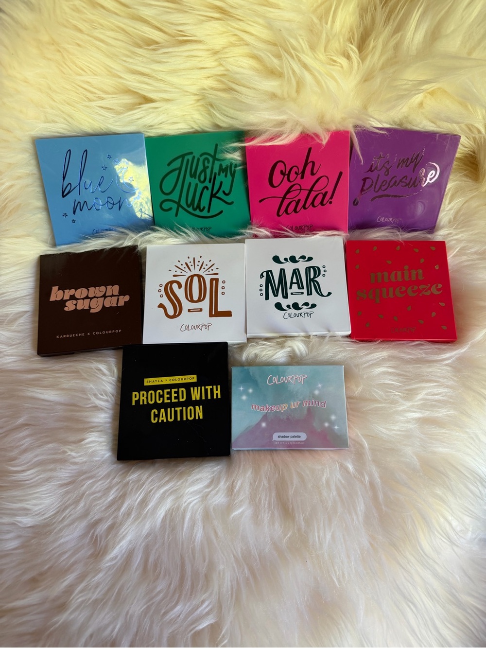 NWT colourpop eyeshadow palette bundle of 10 neutral and colorful eyeshadows